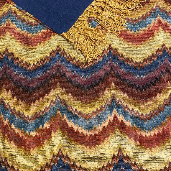 Vintage Ethan Allen Sharif Lap Throw Heavyweight MCM Southwestern Log Cabin - Picture 3 of 7